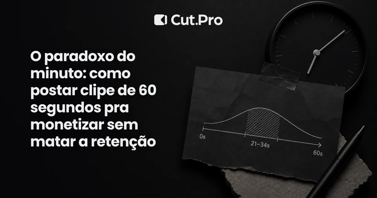 O paradoxo do minuto: como postar clipe de 60 segundos pra monetizar sem matar a retenção
