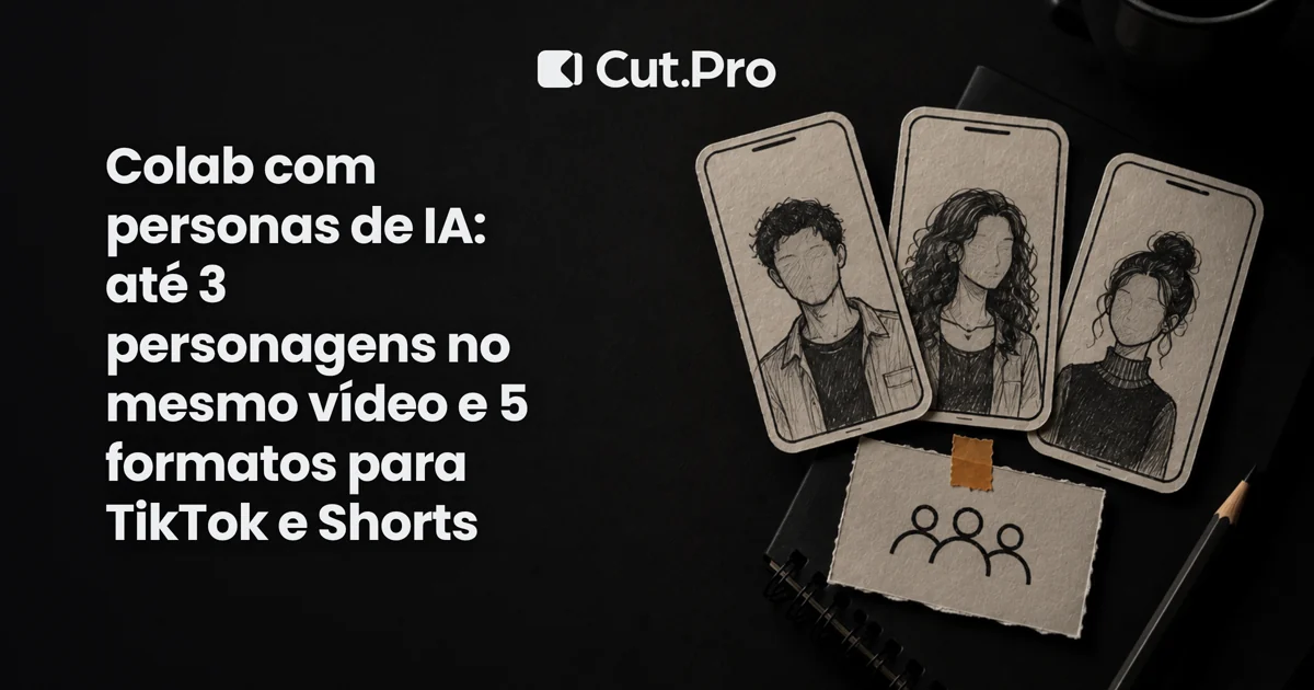Colab com personas de IA: até 3 personagens no mesmo vídeo e 5 formatos para TikTok e Shorts