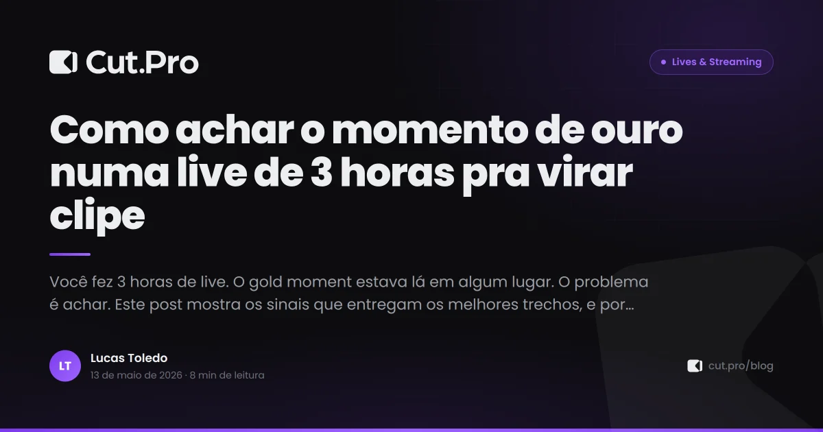 Como achar o momento de ouro numa live de 3 horas pra virar clipe