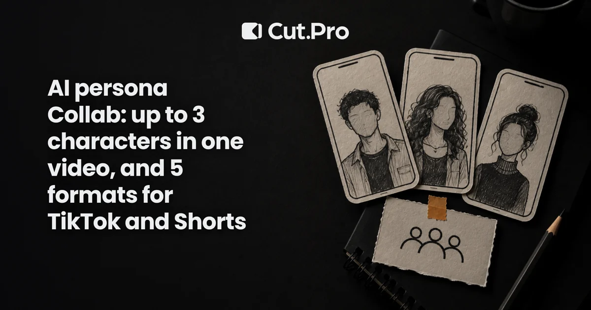 AI persona Collab: up to 3 characters in one video, and 5 formats for TikTok and Shorts
