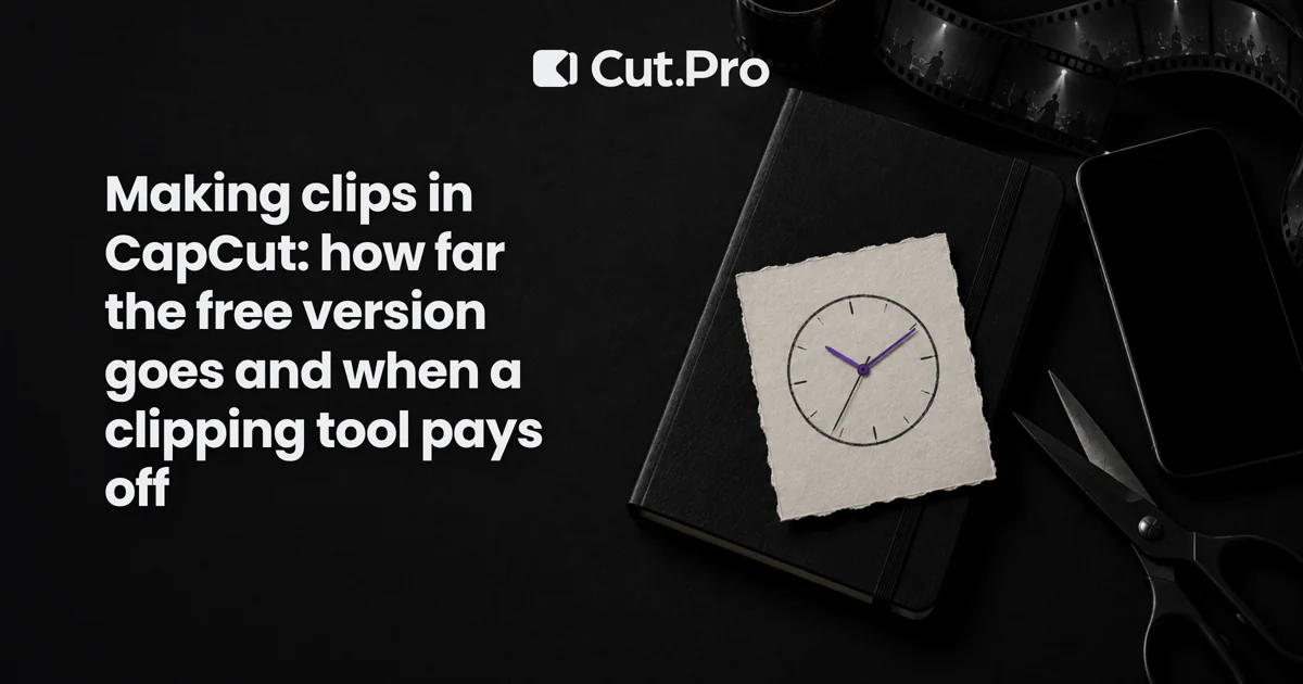 Making clips in CapCut: how far the free version goes and when a clipping tool pays off