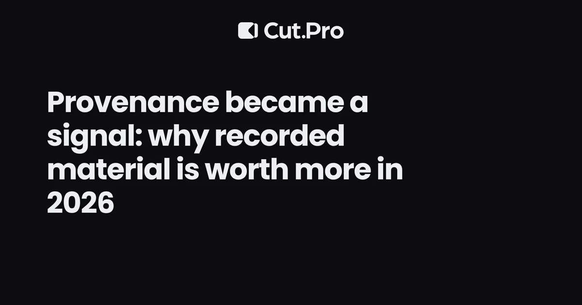 Provenance became a signal: why recorded material is worth more in 2026