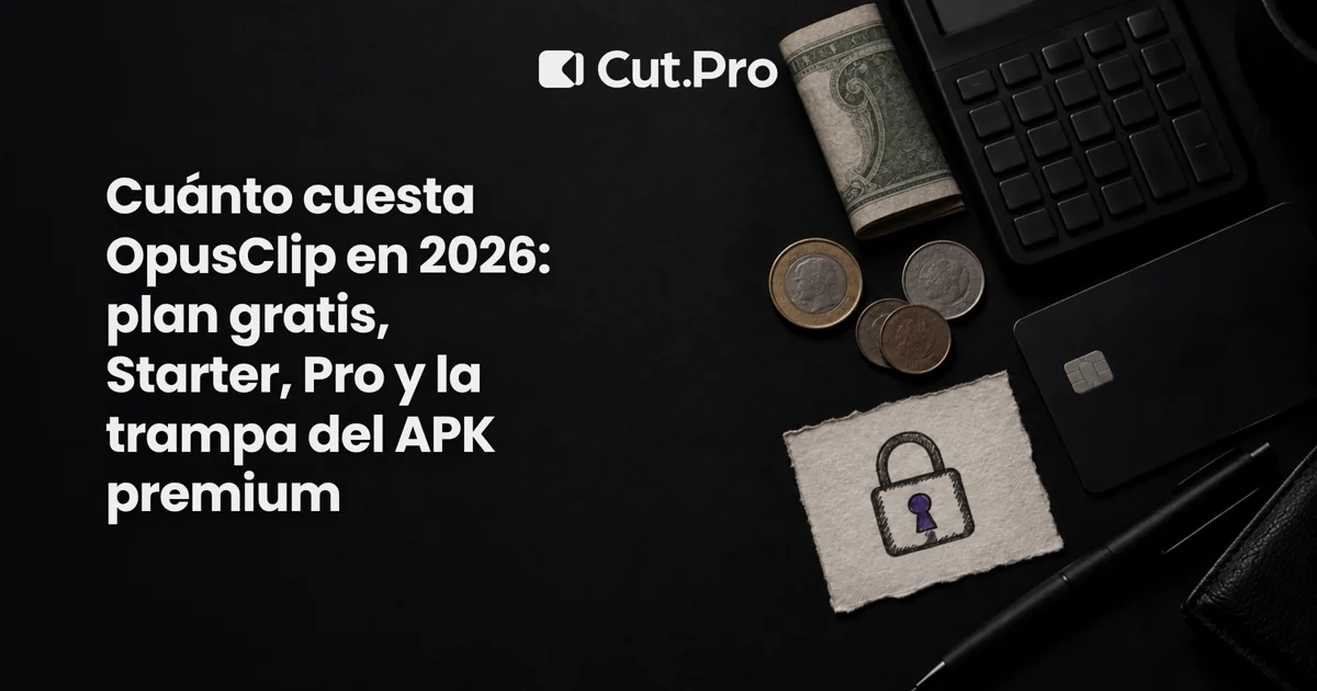 Cuánto cuesta OpusClip en 2026: plan gratis, Starter, Pro y la trampa del APK premium