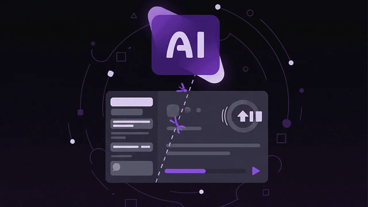 Interface de streaming ao vivo sendo processada por inteligência artificial, com elementos de comunidade.