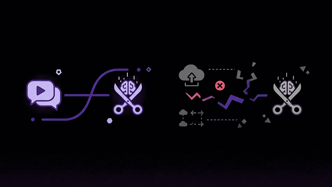 Ilustração comparando integração nativa e upload manual de vídeos.