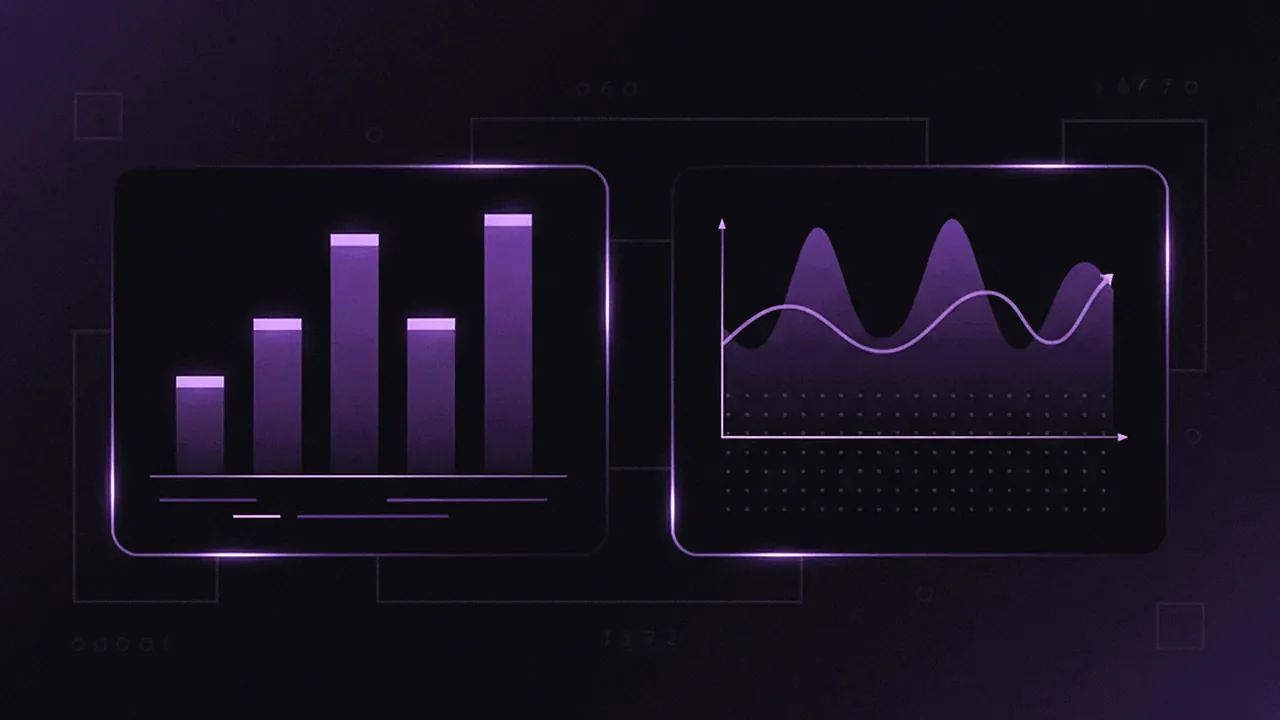 Dois painéis digitais abstratos comparando dados e gráficos.