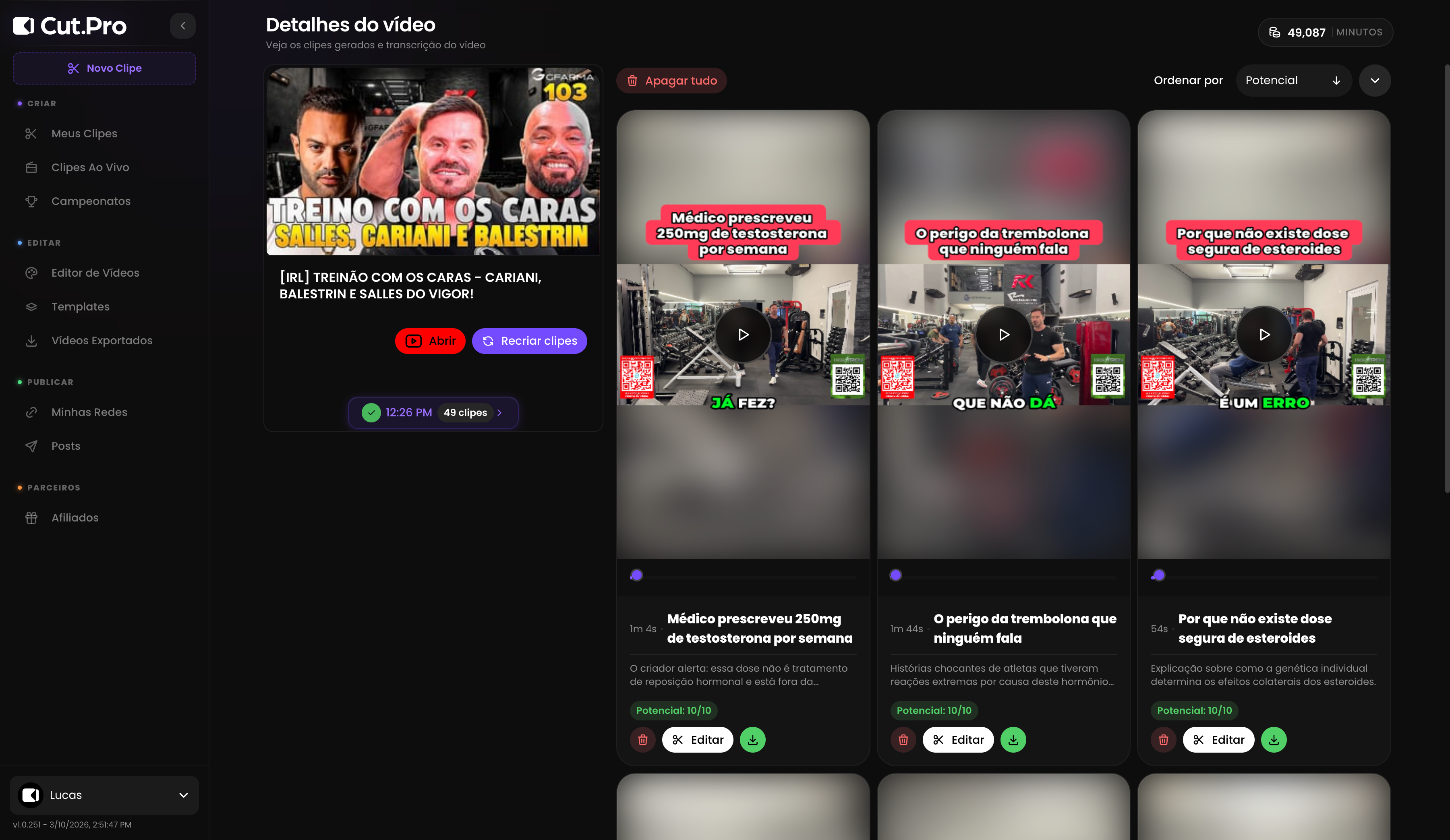 CutPro — Revisar Clipes